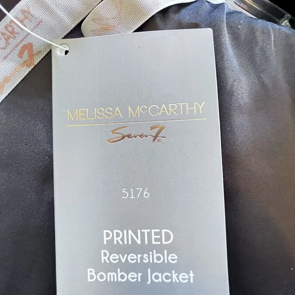 NWT Melissa McCarthy Seven7 Bomber Jacket Sz 2X Reversible Colorful Abstract - Picture 10 of 16